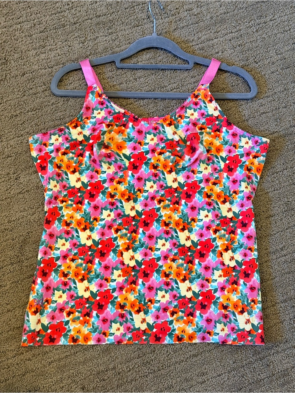 Ruby Ribbon Multicolor Floral Camisole with Pink Straps - Picture 5 of 5